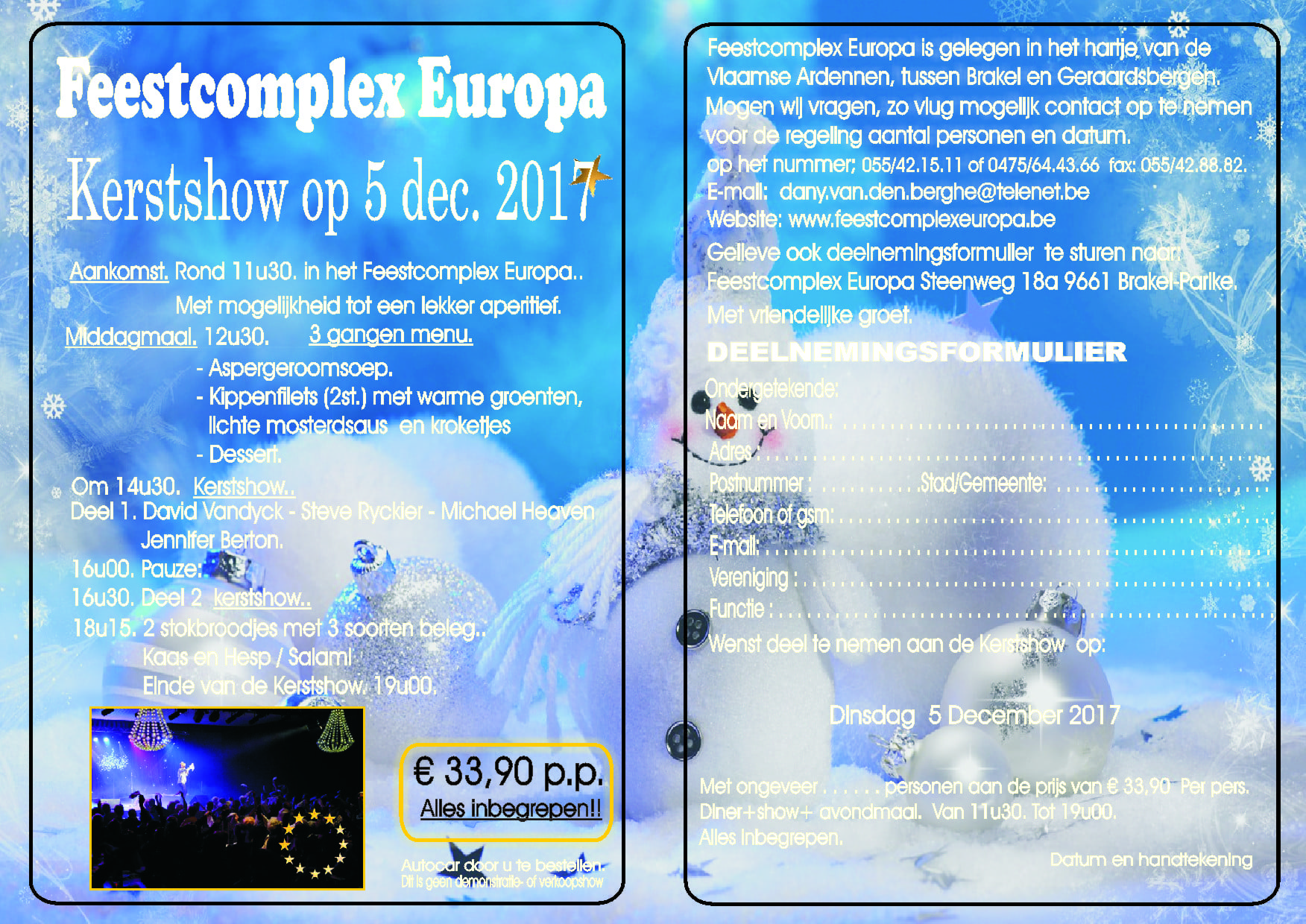 SHOWS 2017-2018.. Een Topper..!!   Kerstshow 5 December.  2017.   Reserveer nu… - Feestcomplex Europa